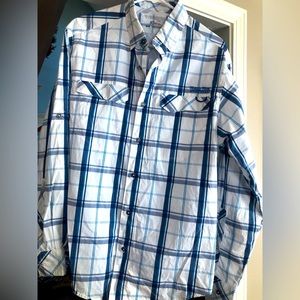 WORLD WIDE Sportsman Men's Blue & White Shirt   Size M